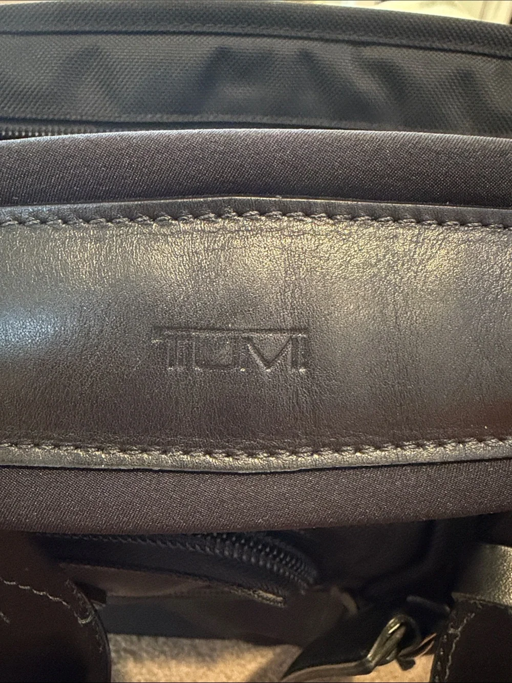 Tumi Black Nylon Briefcase with Dual Front Pockets and Leather Tag